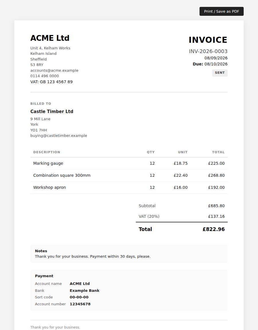 The Classic print design, ready to print or save as PDF.